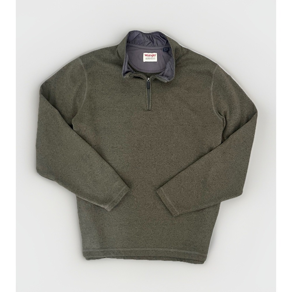 Wrangler Authentics Men 2XL Quarter Zip Fleece Pullover Olive Green Casual Cozy